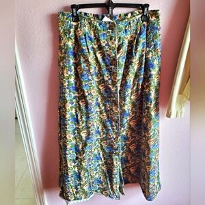 White Stage Floral denim Skirt